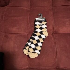 Cozy Black and Gold Checkered Socks